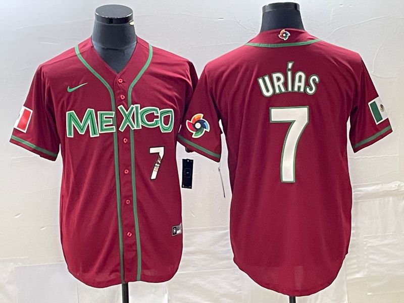 Men 2023 World Cub Mexico #7 Urias Red white Nike MLB Jersey11->more jerseys->MLB Jersey
